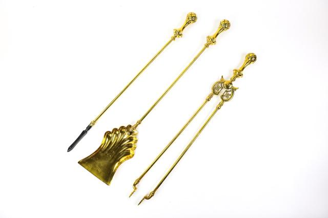 Vintage Brass Fireplace Tool Set (1 of 7)