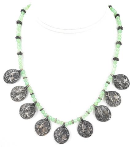 Nephrite Jade & Silver Roman Style Coin Necklace (1 of 8)