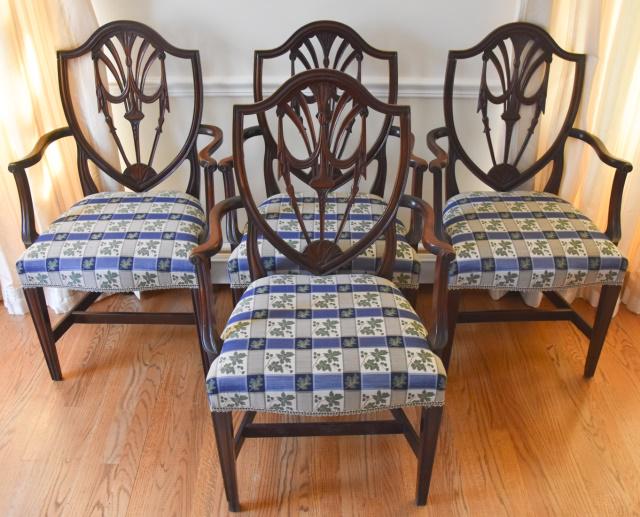 Antique 19th C Sheraton Shield Back Dining Chairs (1 of 8)