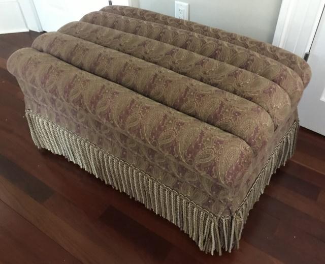 Custom Upholstered Paisley Fabric Tufted Ottoman (1 of 4)
