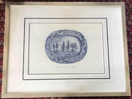 Framed Lithograph Blue & White Ironstone Platter (1 of 4)