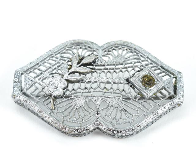 Antique Edwardian Era Sterling Filigree Brooch (1 of 5)