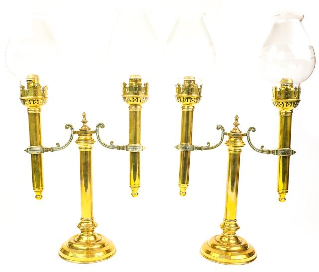 Antique Brass Neoclassical Hurricane Candelabras (1 of 5)