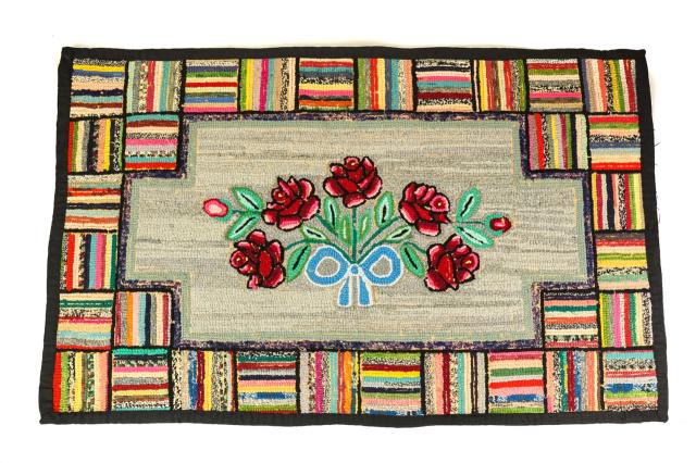 Hand Made Floral Hooked Area Rug (1 of 6)