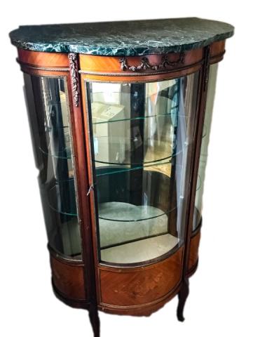Antique French Rococo Marble Top Curio Cabinet (1 of 5)