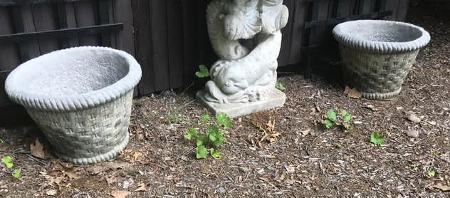 Pair Cast Stone Lattice Motif Garden Planter Pots (1 of 3)