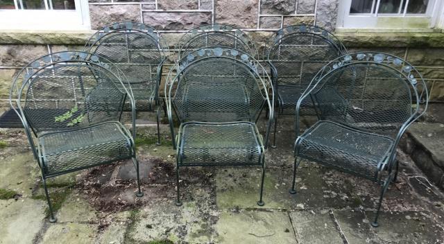 Set of Six Mid Century Outdoor Dining Chairs (1 of 5)