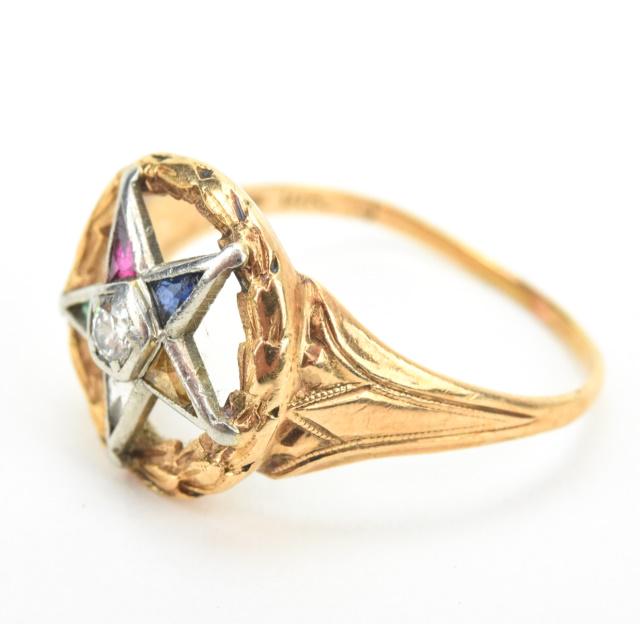 Antique 14kt Yellow Gold & Diamond Starburst Ring (1 of 7)