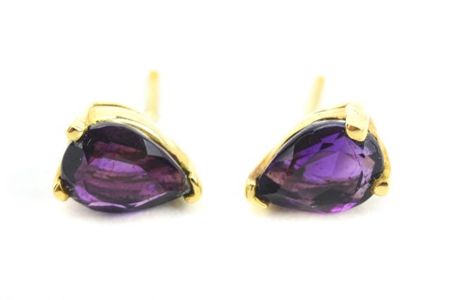 Estate Pair 14kt Yellow Gold & Amethyst Earrings (1 of 5)