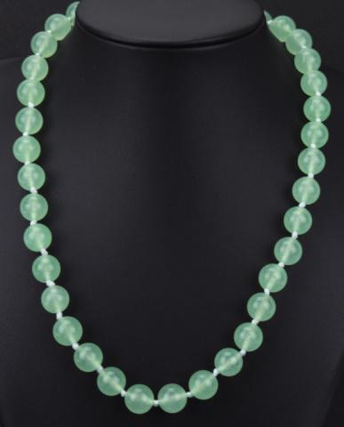 8mm Green Nephrite Jade Beaded Necklace Strand (1 of 6)