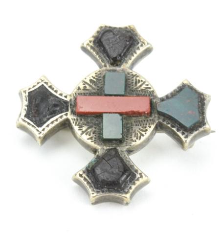 Antique 19th C Scottish Sterling & Agate Cross (1 of 6)