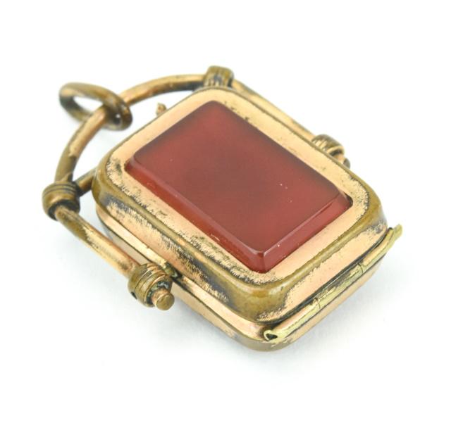 Antique 19th C Locket Pendant w Onyx & Carnelian (1 of 8)
