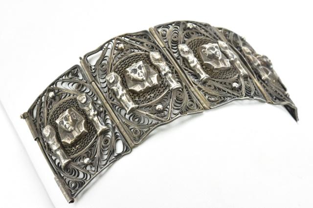 Antique Egyptian Revival Silver Filigree Bracelet (1 of 9)