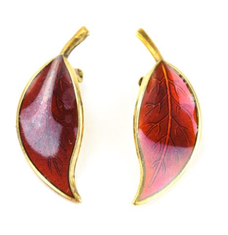 Estate David Andersen Norway Enamel Earrings: Pair of Vintage / Estate David Andersen Norway Enamel Earrings. Clip ons. Signed. Each measures 1.25 inches in length.