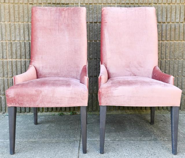 Two Contemporary Pink Velvet Dining Side Chairs (1 of 7)