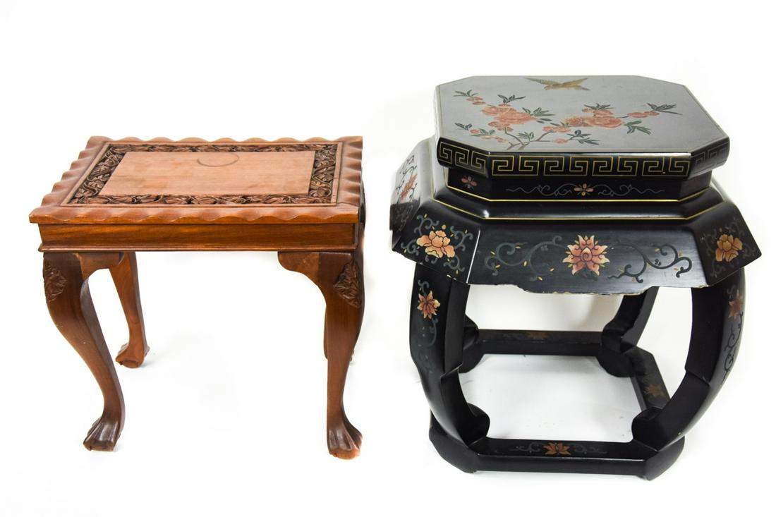 Two Chinese / Asian Motif End Tables (1 of 9)
