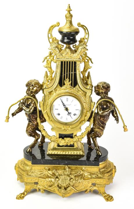 Italian Ormolu Marble Imperial Mantel Clock w Faun (1 of 9)