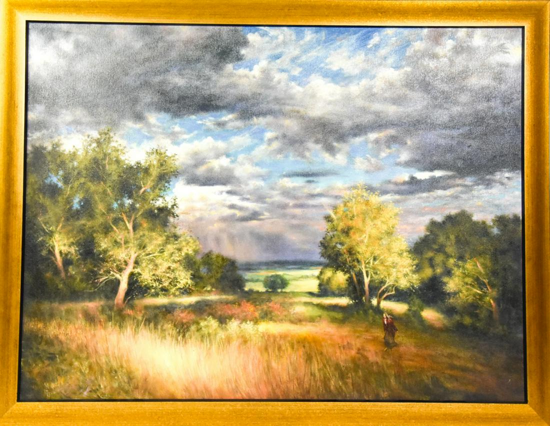 Framed Romantic Style Figural Landscape Painting (1 of 7)