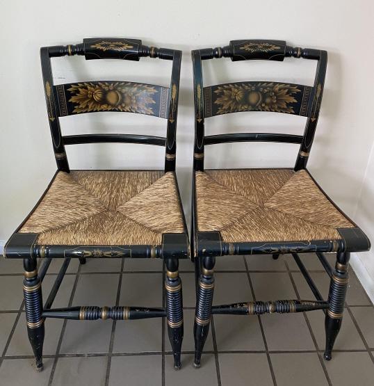 Pair Hitchcock Rush Bottom Side / Dining Chairs (1 of 7)