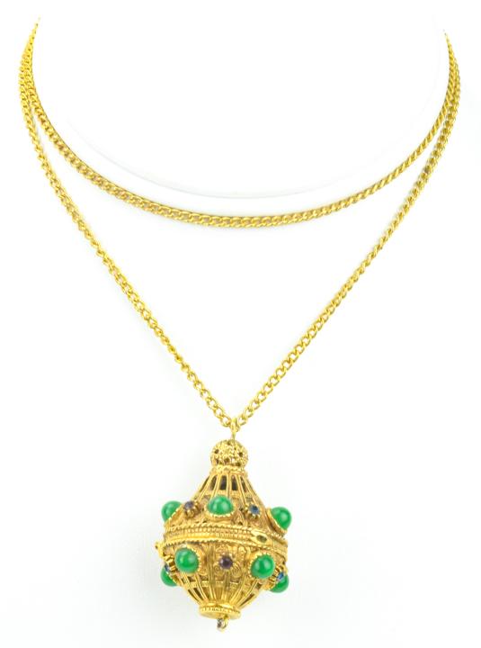 Vintage Costume Jewelry Etruscan Revival Locket: Vintage Costume Jewelry Etruscan Revival Locket Necklace Pendant on Chain. Chain measures 24 inches in length.