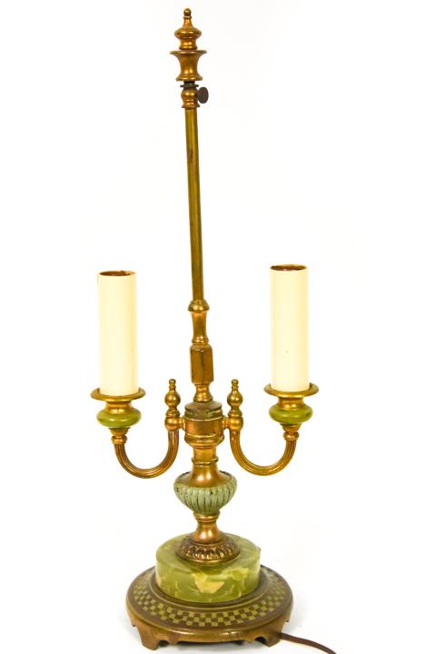 Bronze Tone Bouillotte Lamp with Marble Base (1 of 8)