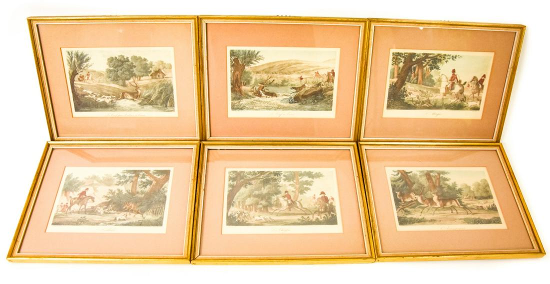 Set 6 Antique Hand Colored Hunt Engravings Vernet (1 of 8)