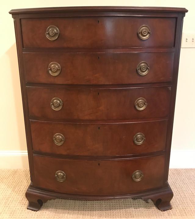Antique Georgian Bow Front Mahogany Chest Drawers (1 of 8)