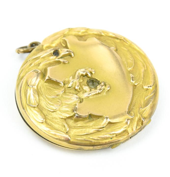 Antique C 1900 Figural Eagle Gold Locket Pendant (1 of 7)