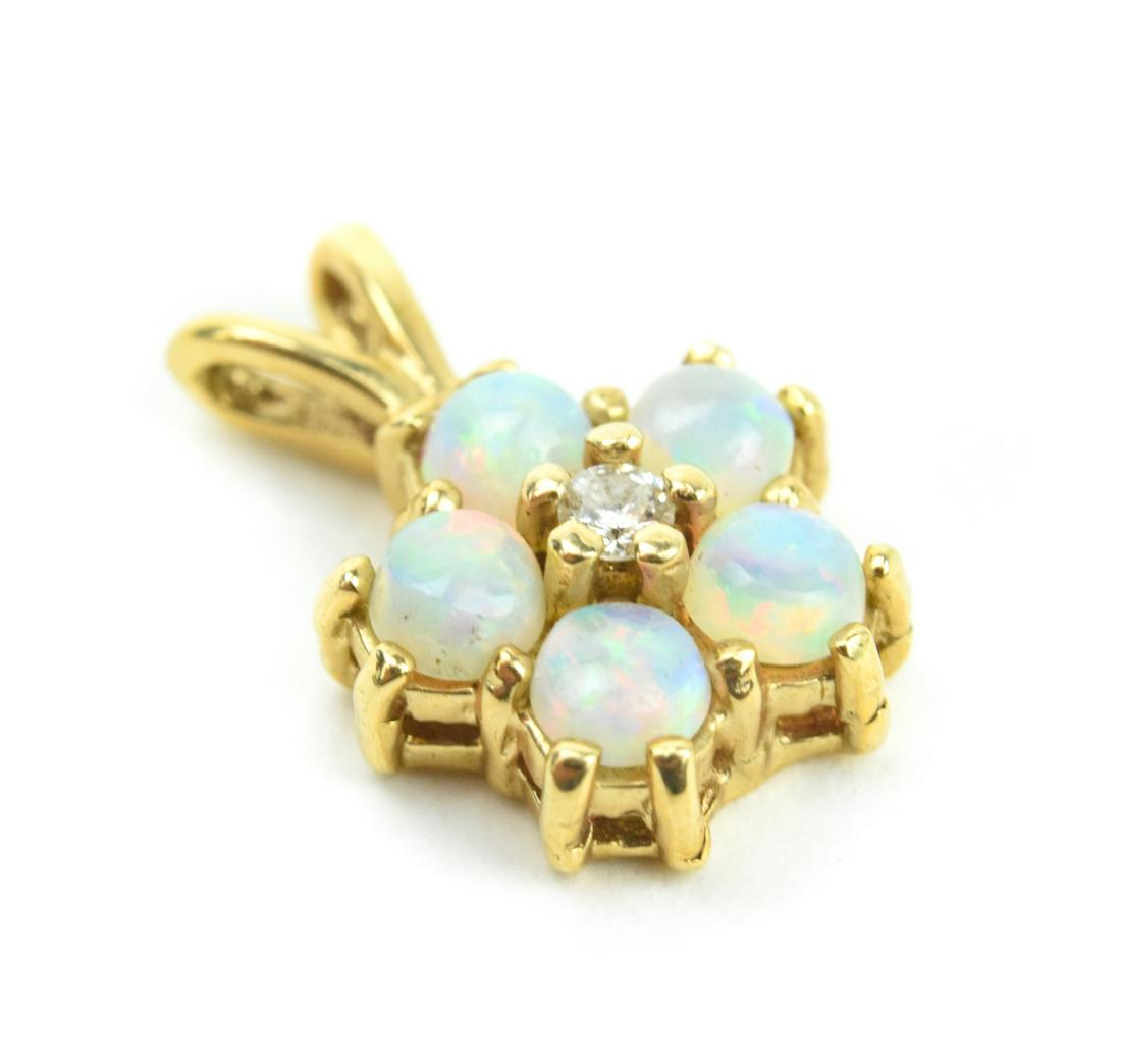 Estate 14kt Gold Diamond & Opal Necklace Pendant (1 of 4)