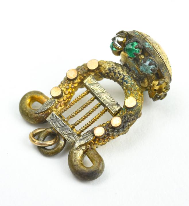 Antique 19th C Gold Filled Lyre Form Pendant Charm (1 of 4)
