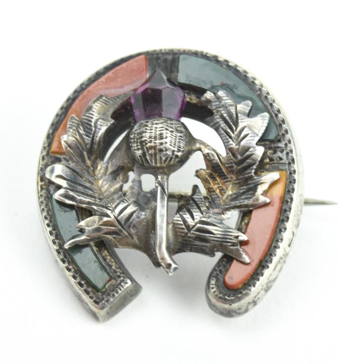 Antique 19th C Sterling Scottish Thistle Brooch (1 of 6)