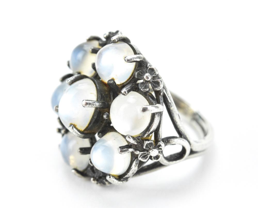 Impressive Antique Sterling Moonstone Cluster Ring (1 of 6)