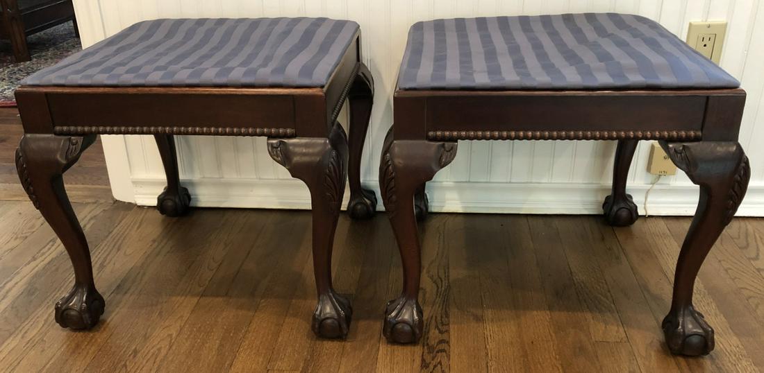 Pair Chippendale Ball and Claw Footed Stools (1 of 4)