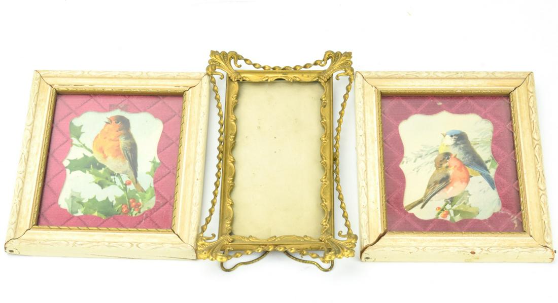 Antique 19th C Ormolu Frame & Pair of Bird Prints (1 of 10)