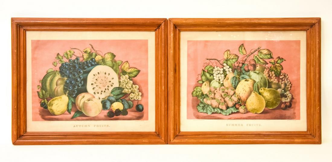 Pair Framed Fruit Lithographs By Currier & Ives (1 of 9)