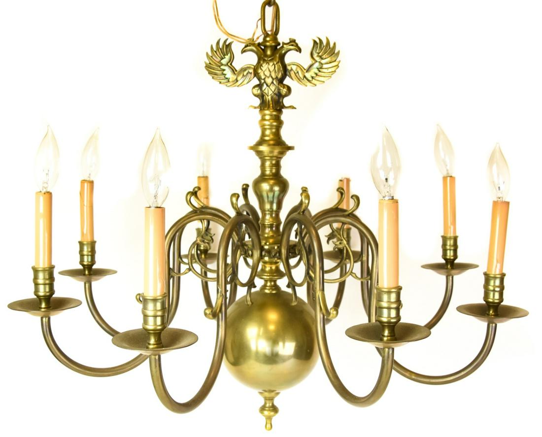 Brass Federal Double Eagle 6 Arm Chandelier (1 of 9)