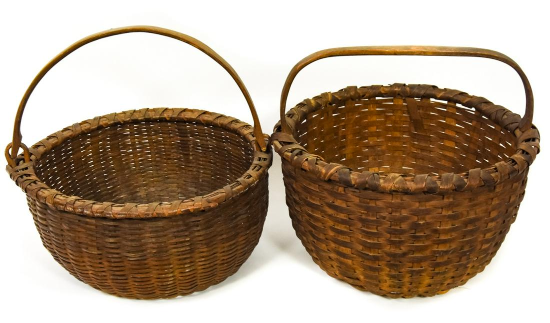 Pair Antique American Woven Baskets (1 of 8)