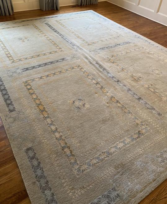 Blue & Ivory Fleur De Lis Contemporary Rug (1 of 6)