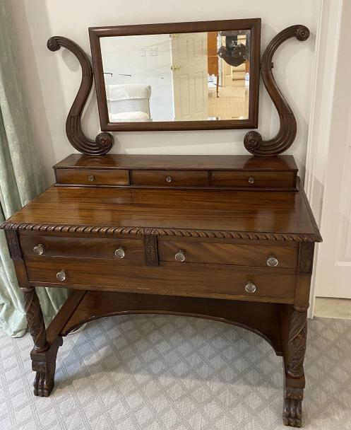 Victorian Style Mahogany Vanity W Scrolled Mirror (1 of 7)