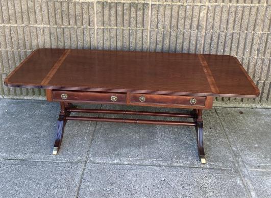 Regency Style Cross Banded Drop Leaf Coffee Table (1 of 9)