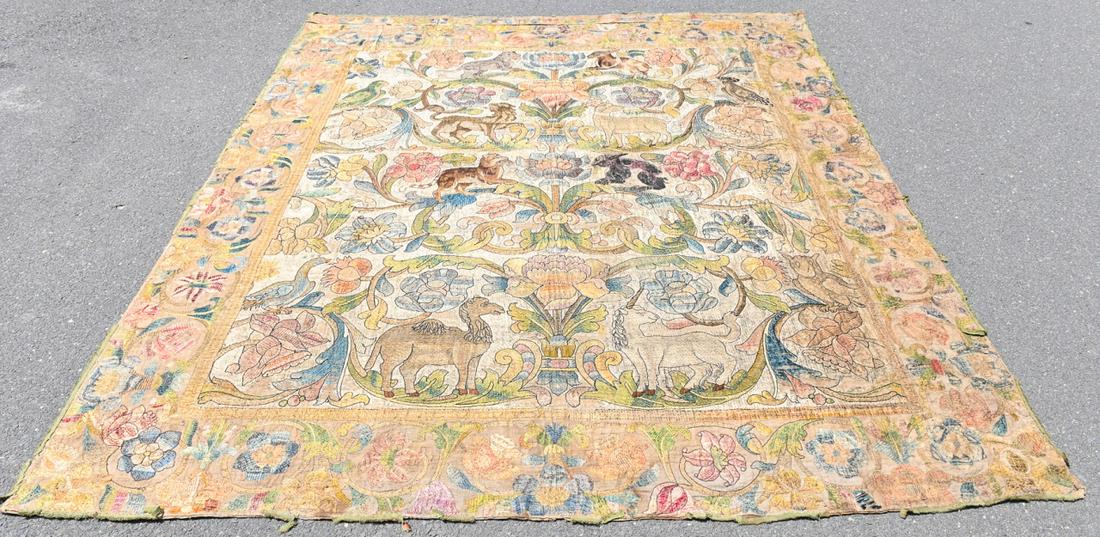 18th C Embroidered Forest Animal Tapestry (1 of 10)