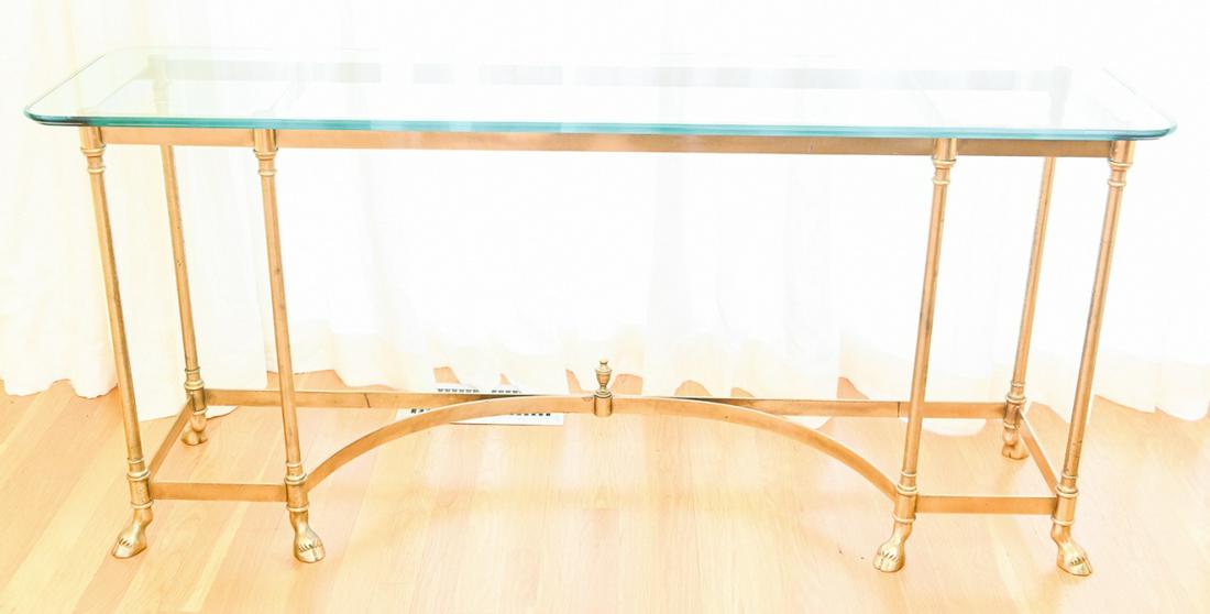 Jansen Style Brass & Glass Top Console Table (1 of 7)