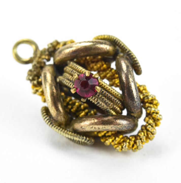 Antique 19th C Watch Fob Pendant / Charm w Garnet (1 of 4)