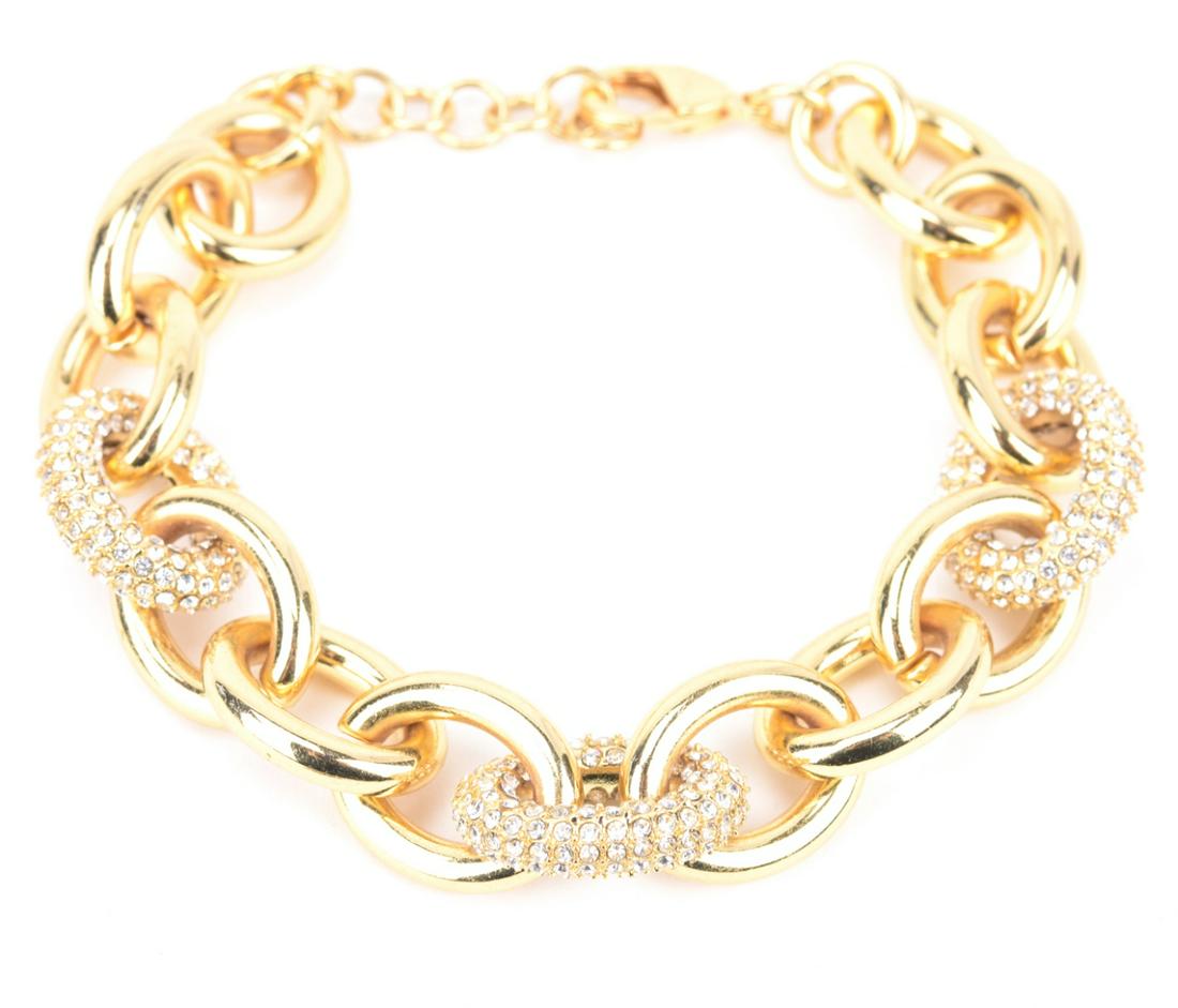 Vintage Costume Jewelry Pave & Gilt Bracelet (1 of 6)