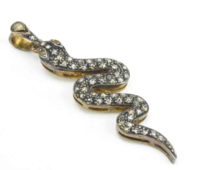 Pave Diamond Coiled Snake Necklace Pendant (1 of 6)