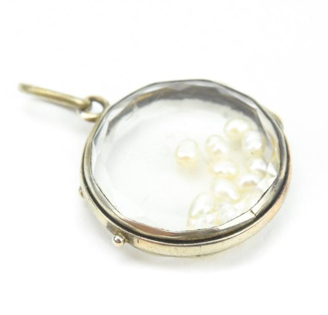 Antique Sterling & Rock Crystal Shaker Pendant (1 of 5)