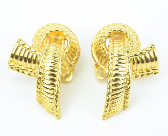 Pair Vintage French Givenchy Clip on Gilt Earrings (1 of 6)