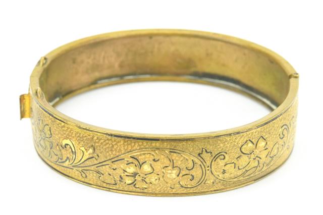 Antique Gold Filled Hinged Bangle Bracelet (1 of 6)