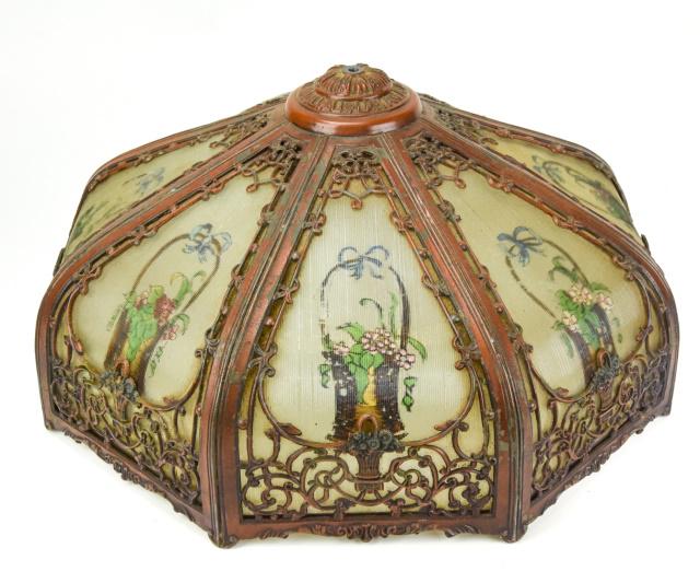 Victorian Revival Reverse Painted Glass Lamp Shade (1 of 10)