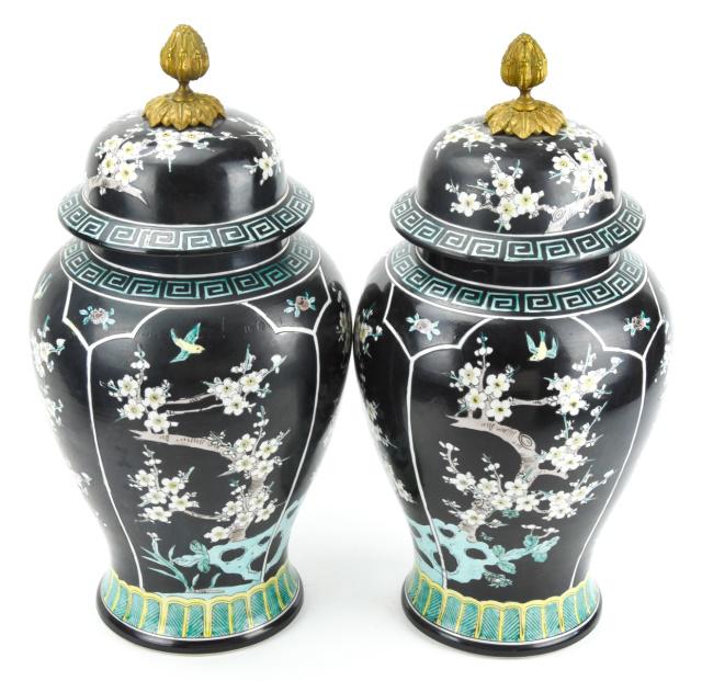 Ormolu Chinese Famille Noir Porcelain Ginger Jars (1 of 11)